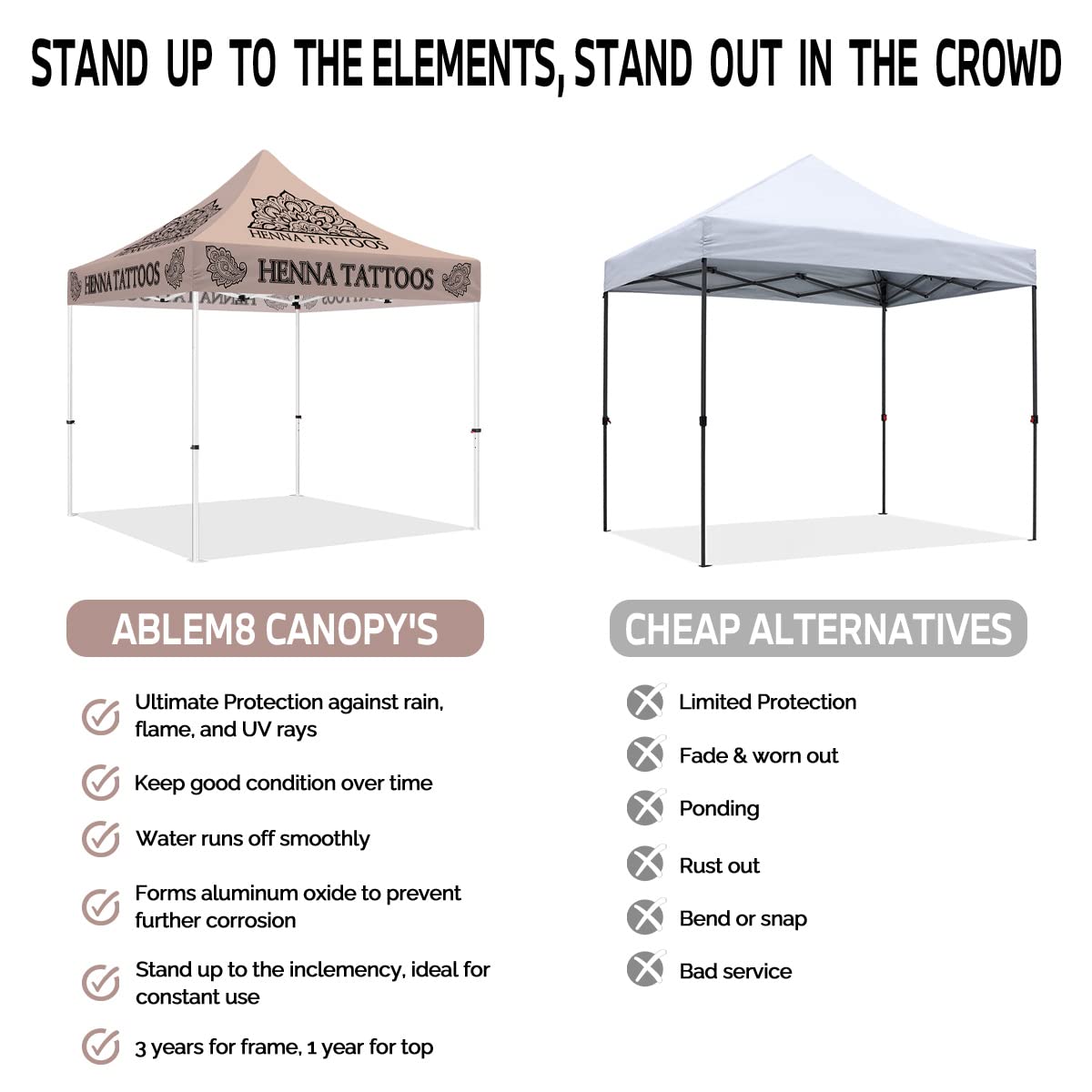 10x10 Henna Tattoo Themed Pop Up Canopy Tent, Dye-Sub Printed Artists Tent for Natural Henna Body Art and Face Painting Heavy Duty with Roller Bag, Back Wall, Sidewalls and Rails