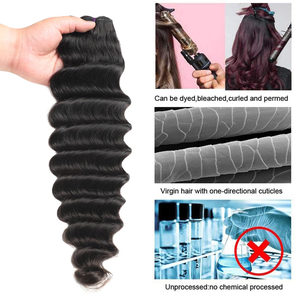 16A Loose Deep Wave Bundles Human Hair 14 16 18in Brazilian Virgin Loose Deep Wave 3 Bundles 100% Unprocessed Brazilian Virgin Remy Human Hair Bundles Loose Deep Bundles Thick Ends for Black Women