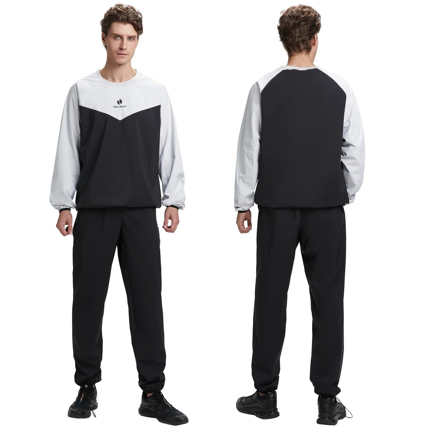 HOTSUIT Sauna Suit for Men Sweat Suits Sauna Jacket Gym Workout Lightweight Anti Torn Full Body, White, M