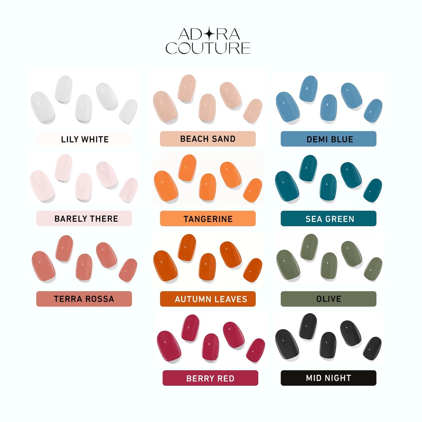 Adora Couture Semi Cured Gel Nail Strips with 20 Pieces, Salon Quality Nail Wraps for Women, Glossy Grey UV Gel Nail Stickers, UV Light Required, Ultimate Grey