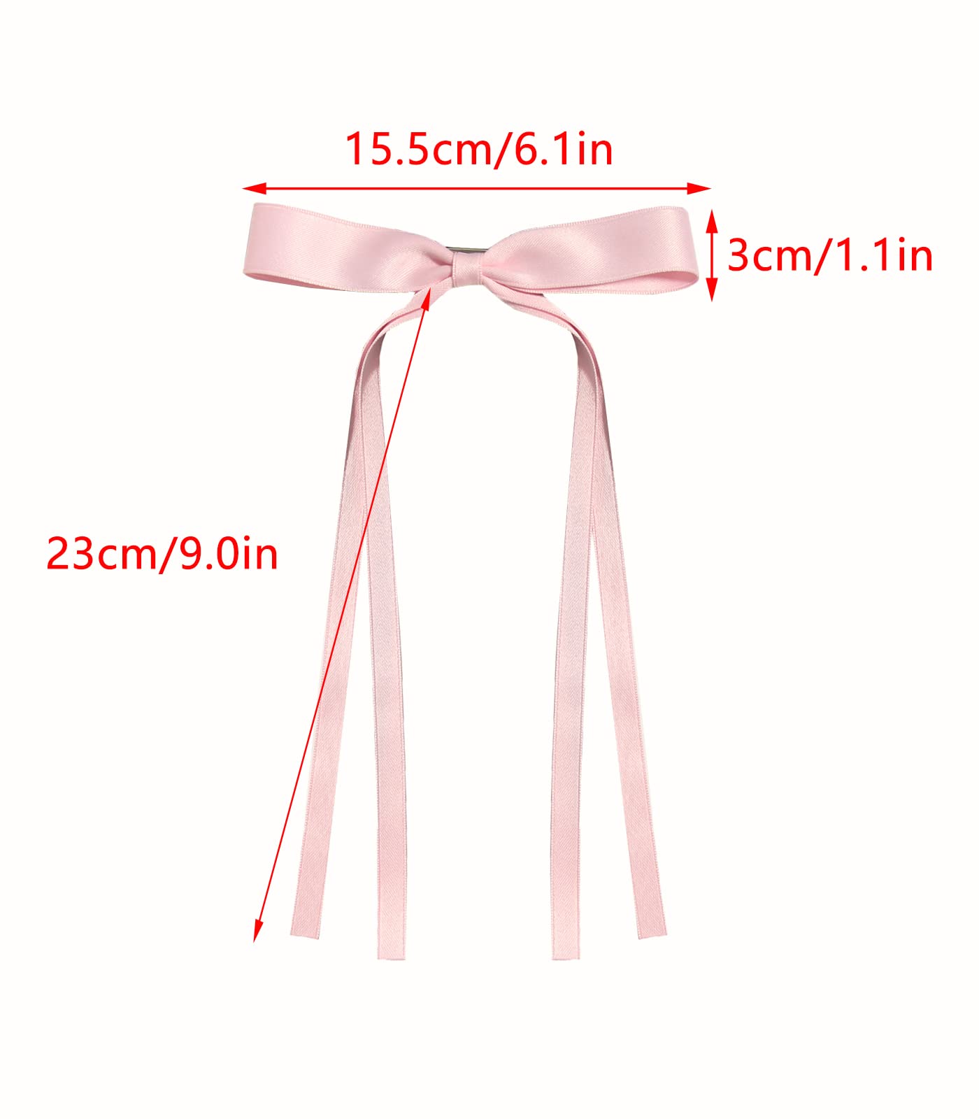 4pcs Tassel Ribbon Bowknot Hair Accessories with Long Tails, Solid Barrettes Claw Clips with Bows for Girls and Women (Navy Pink)