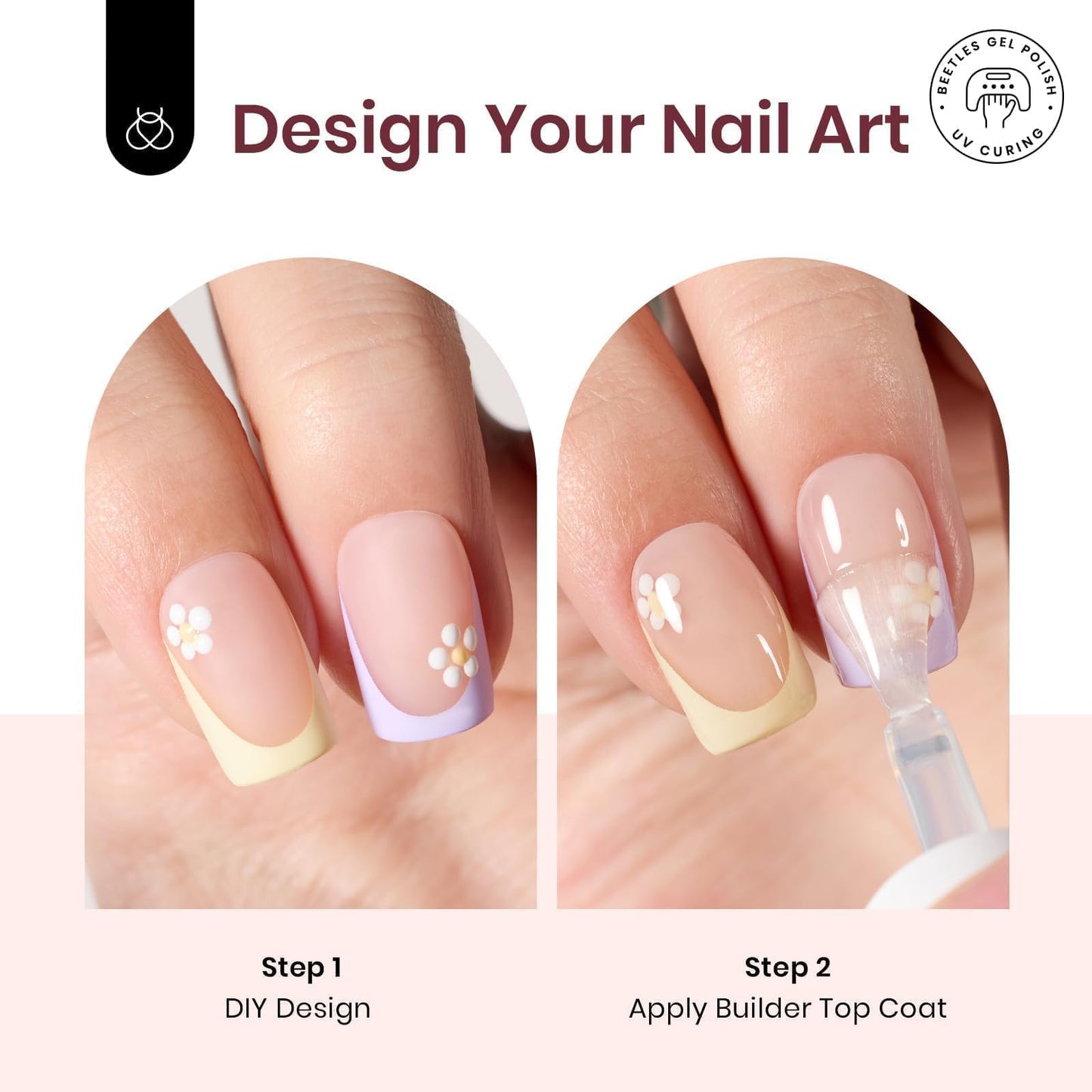 Beetles X Press Plus Lite Kit Pastel Press on Nails 224 pcs Short Square Spring Press on Nails with Nail Glue Builder Top Coat Nail Remover 16 Sizes Squoval Pastel French Tips for Women