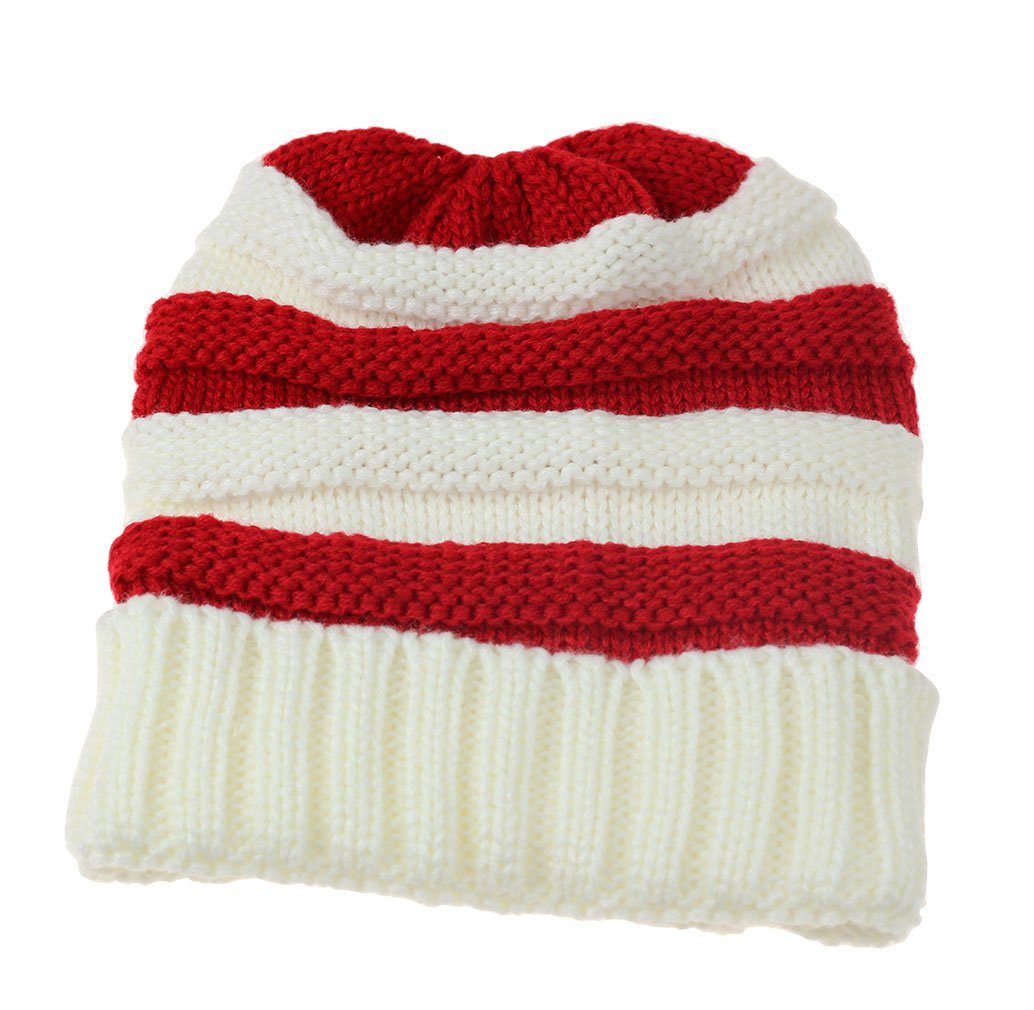 SVEN HOME Soft Slouchy Beanies Knit Warm Winter Unisex Cap Thick Women's Men Hat Christmas hat (White/Red)