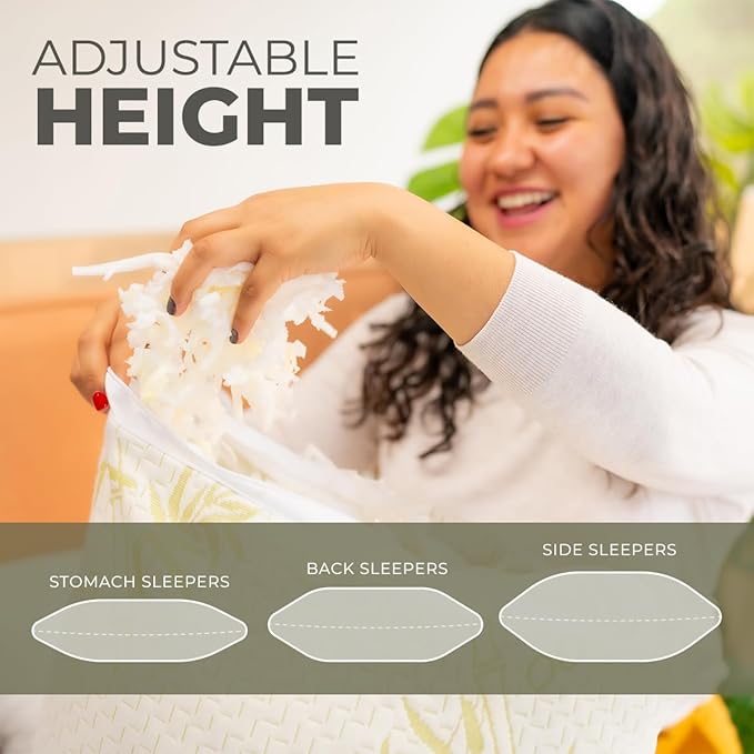 Adjustable Pillow (King (U.S. Standard) Bed Pillow for Sleeping, Cooling Shredded Memory Foam, Adjustable to Soft - Firm, Removable and Washable Cover, Pillow for Back Or Side Sleepers