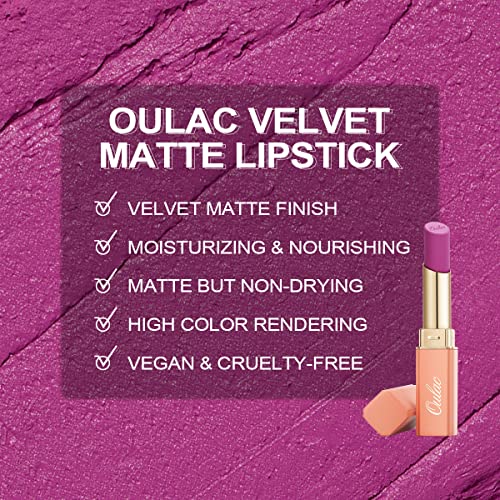 Oulac Violet Soft Matte Lipstick| Lipstick & Blush Duo| Velvet Smooth Lip Stick| Highly Pigmented & Misty Texture| Full Coverage Lip Stains Enriched with Rose Oil| Vegan & Clean Beauty| Y11