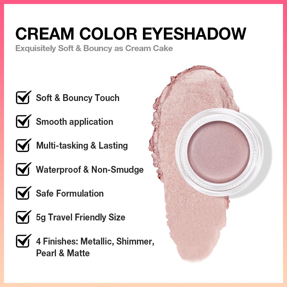 evpct Single Cream Eye Shadow Makeup Pallette Brightener, Champagne Shimmer Glitter Metallic Monochrome Mini Eyeshadow Palette Highly Pigmented Waterproof Blendable sombras en crema para ojos 17