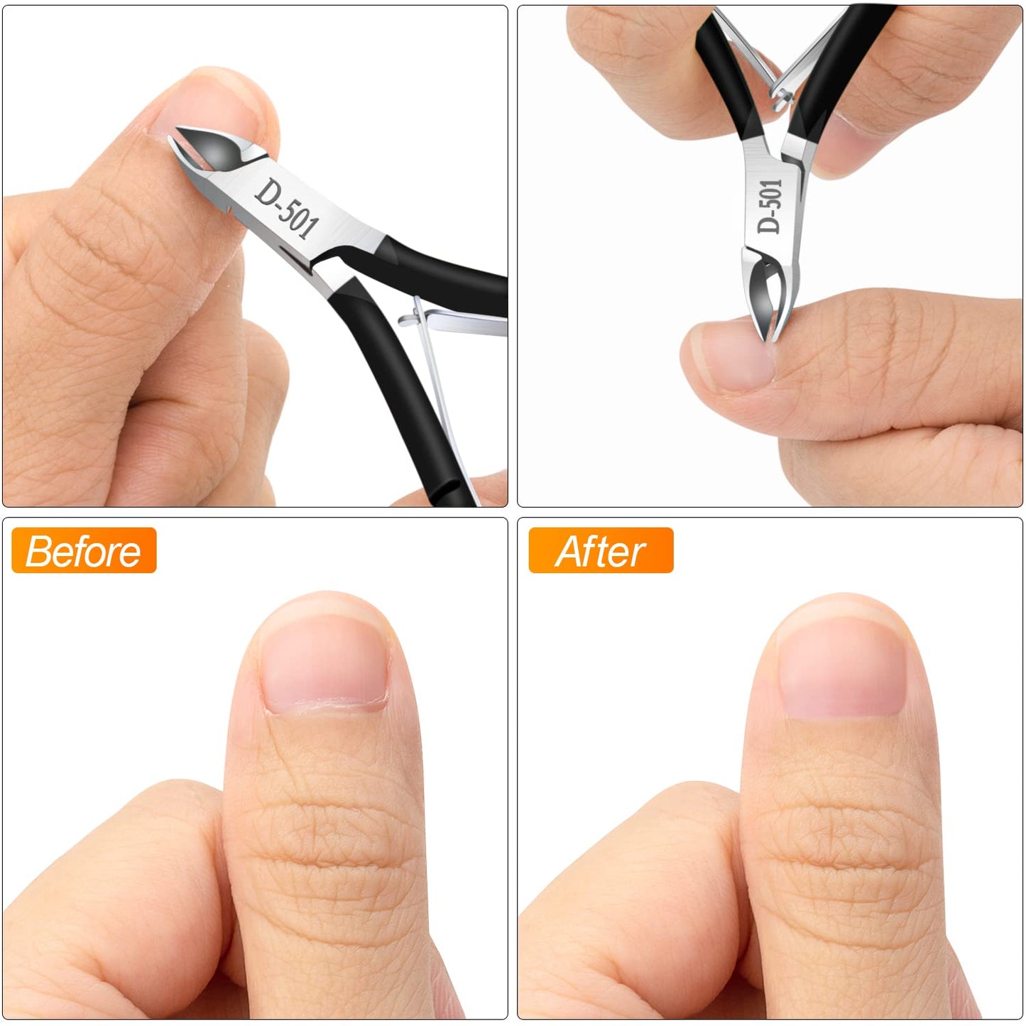4 Packs Cuticle Nipper, Premium Stainless Steel Cuticle Trimmer for Manicure & Pedicure at Home/Spa/Salon [Black]