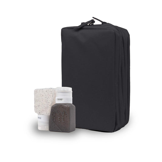 Gravel Silicone Travel Bottles & Explorer PLUS Toiletry Bag – Leakproof, TSA Approved