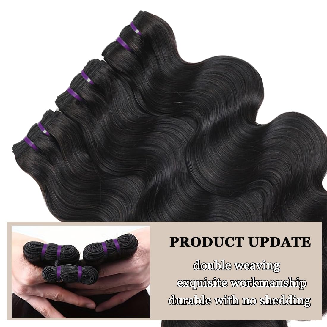 16A Raw Human Hair Bundles Body Wave Bundles 14 16 18 Inch Brazilian Hair Body Wave Human Hair Bundles 100% Unprocessed Virgin Hair Body Wave 3 Bundles Double Weft Full and Thick Natural Color