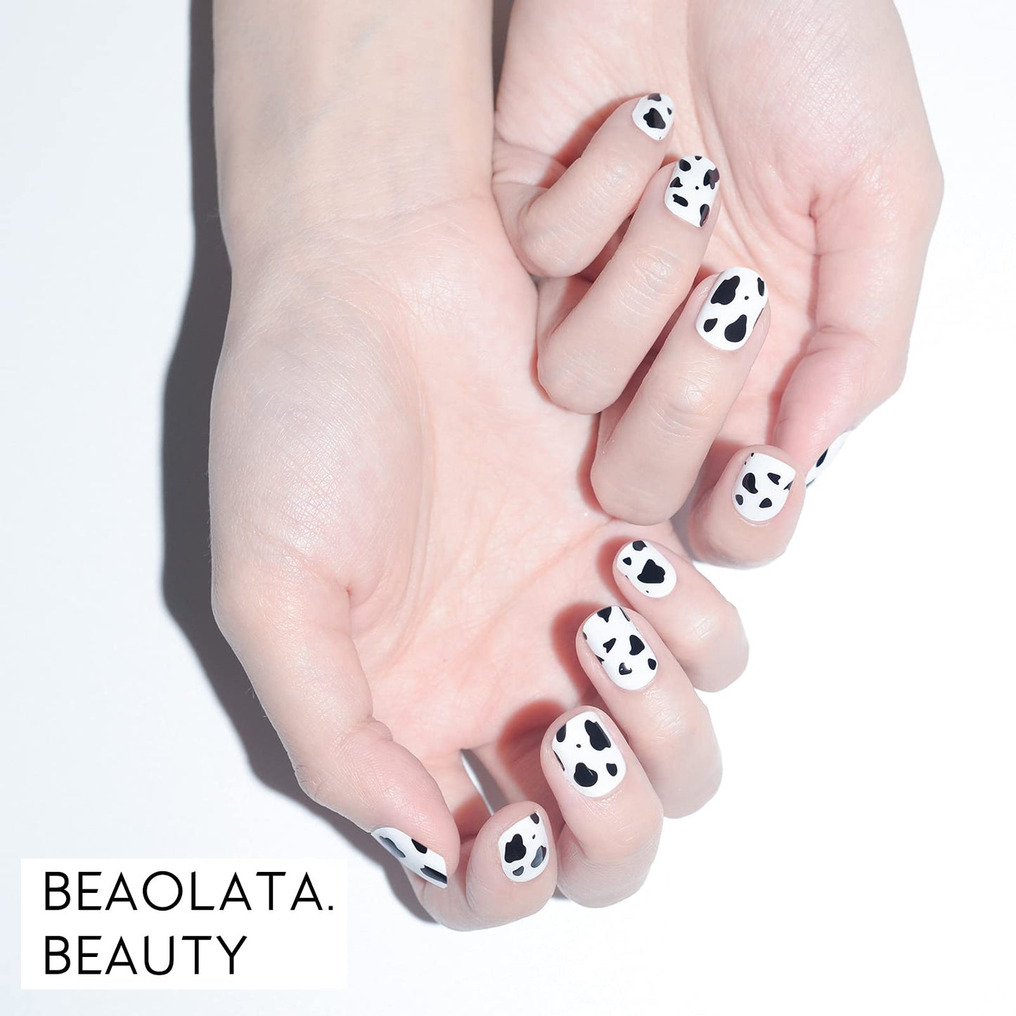 Beaolata Nail Polish Strips, 32PCS Salon Quality Wraps, Long Lasting Gel Nail Stickers for Women Easy Apply& Remove (Milk Black&White)