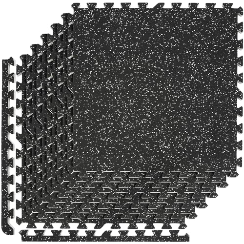 Sivan 0.5 Inch Thick Gym Flooring for Home Gym - 6 EVA Foam Floor Tiles, 24 Sq Ft Rubber Top Gym Mats for Home Gym and Exercise Equipment, Interlocking Protective Flooring 24 in x 24 in Gym Mat