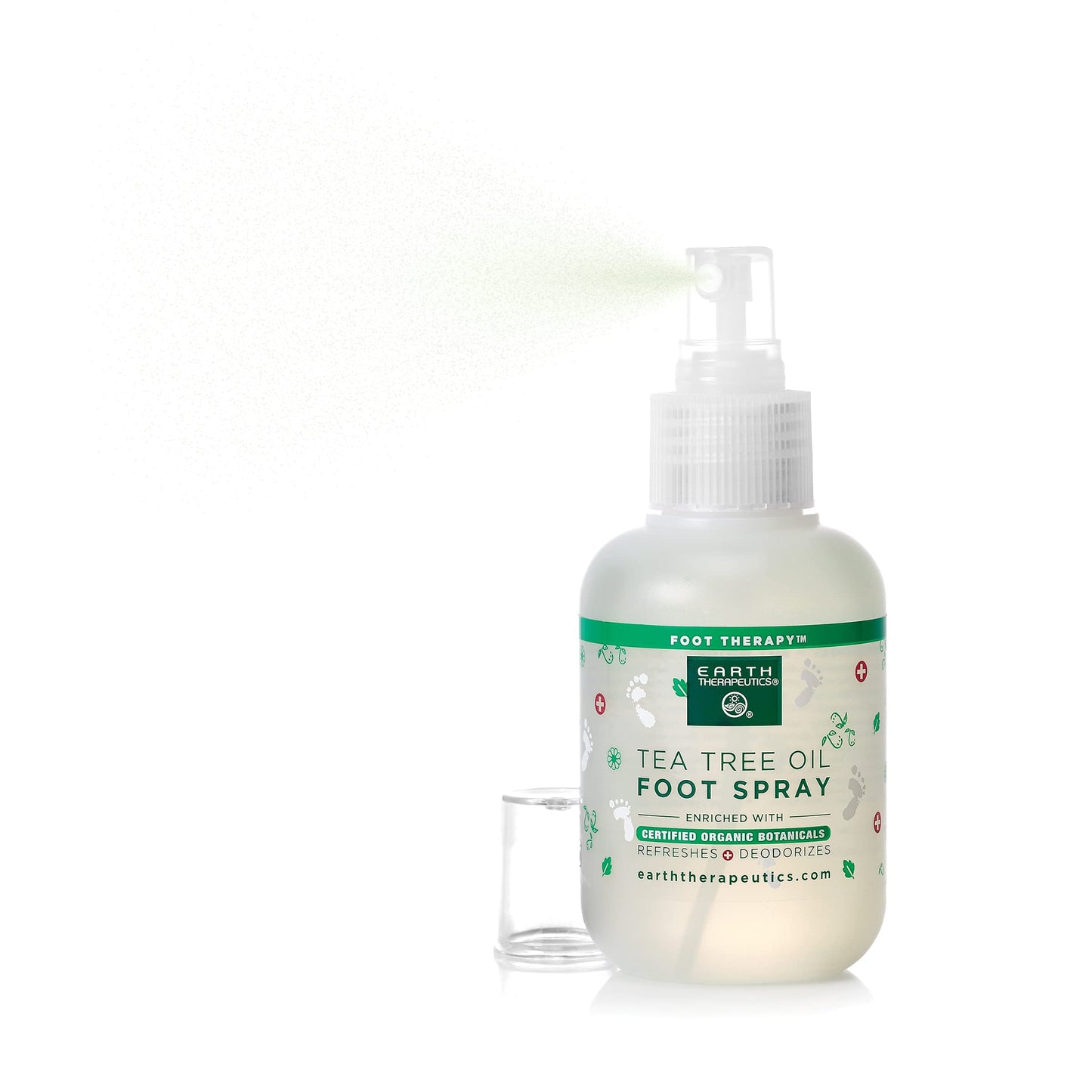 Earth Therapeutics TEA TREE OIL FOOT SPRAY – Natural Cooling Foot Spray – Refreshes & Deodorizes Feet – Enriched with Certified Organic Botanicals – Antiseptic Foot Treatment for Rapid Relief - 4 Oz