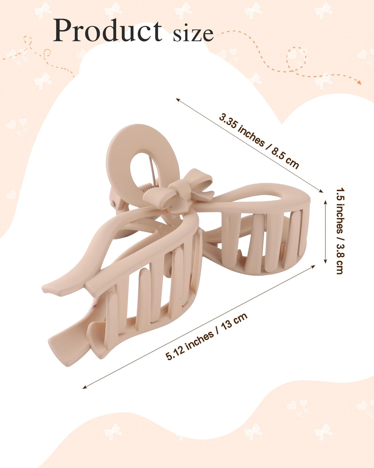 4 PCS Bow Hair Clips for Women Bow Claw Clip 5" Large Hair Claw Clips for Thick and Thin Hair Cute Bows Jaw Clip (Purple + Pink + Orange + Light Brown)