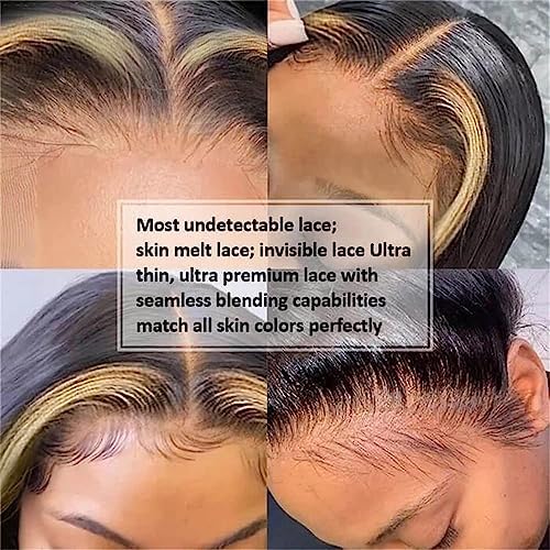 200% Density 13x6 Lace Front Wigs Human Hair Pre Plucked Body Wave HD Transparent Ombre Lace Front Wigs With Baby Hair Glueless Wigs Human Hair 13x6 Blonde Colored Human Hair Wig For Women 24 Inch