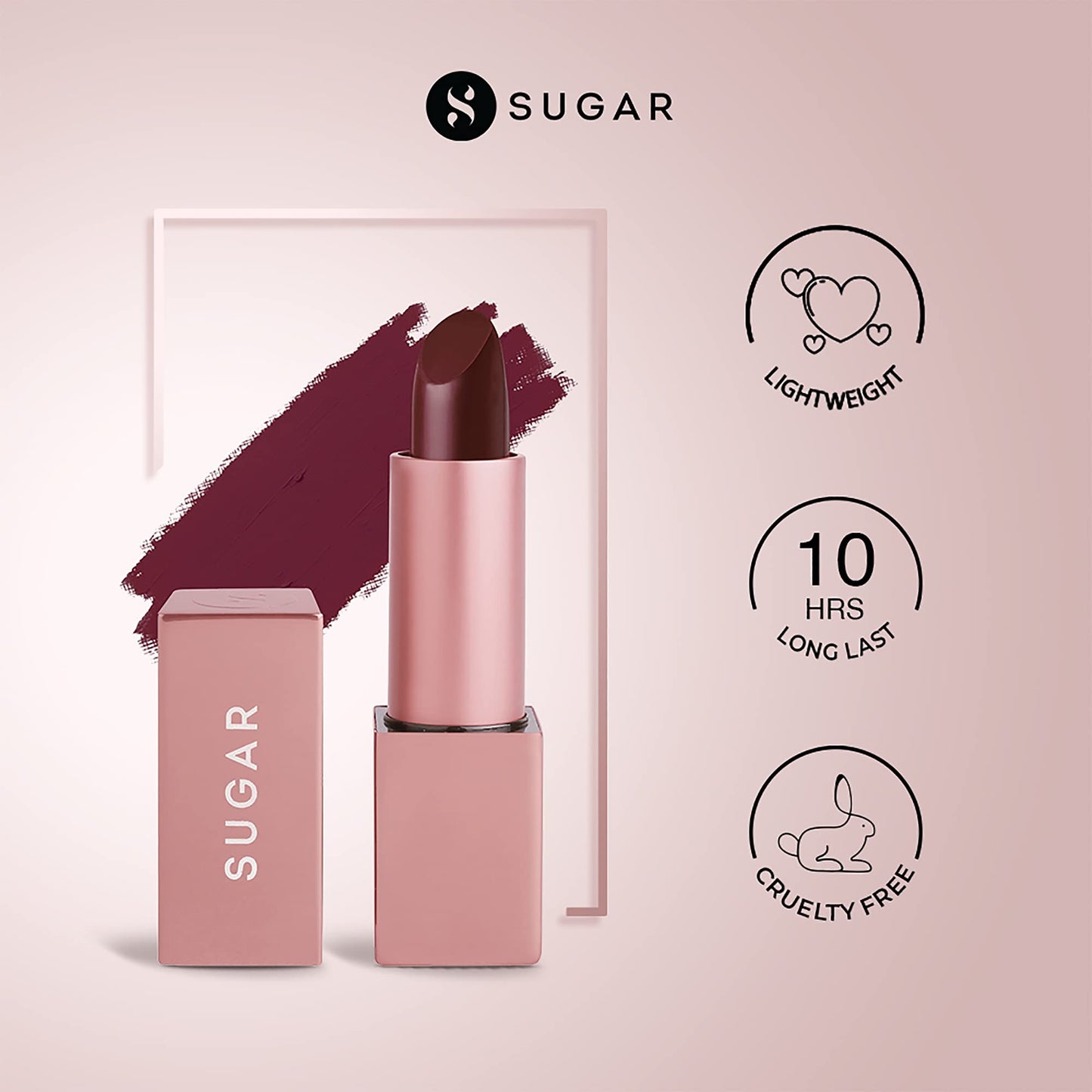 SUGAR Cosmetics Mettle Matte Lipstick, Superior Pigmentation, Ultra-Light Smooth Silky Lips - 03 Lyssa (Deep Burgundy Red)