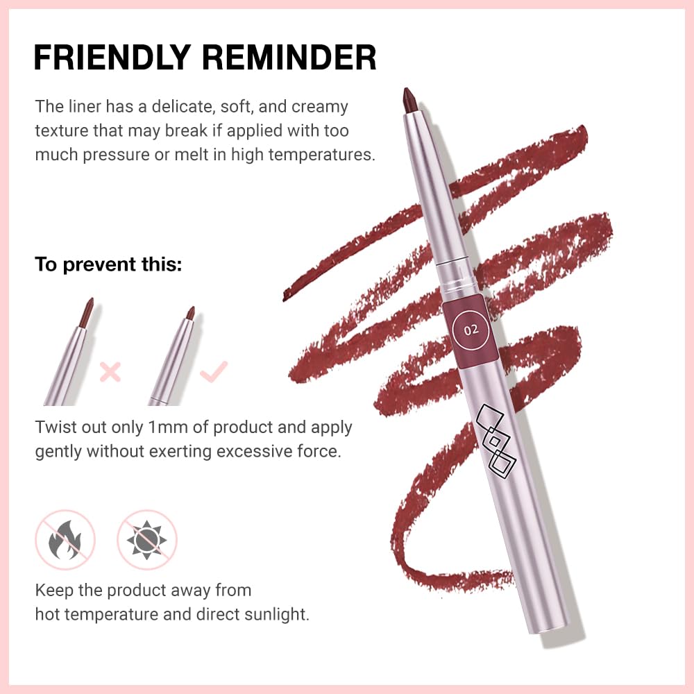 FeiCuiYun Retractable Lipliner Pencil Waterproof Makeup for Lip Liner and Eye Liner, Smooth and Creamy, Long Lasting Matte Finish, Vegan Beauty, Matte Velvet Pigmented Lip Liner (02#Cherry Red, 1)