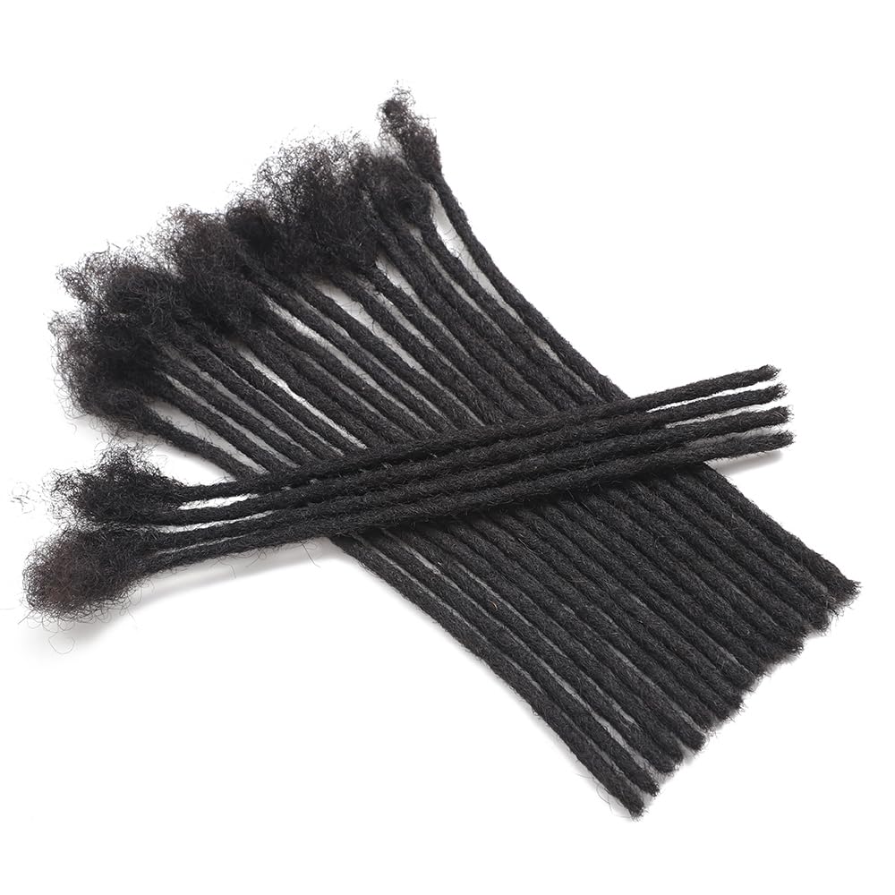 Dreadlock Extensions Human Hair 10-100 Strands 100% Full Handmade Permanent Loc Extension Human Hair for Women/Men/Kids Can Be Dyed Bleached Curled Twisted (0.4cm 1B, 4 inch 10 Strands)