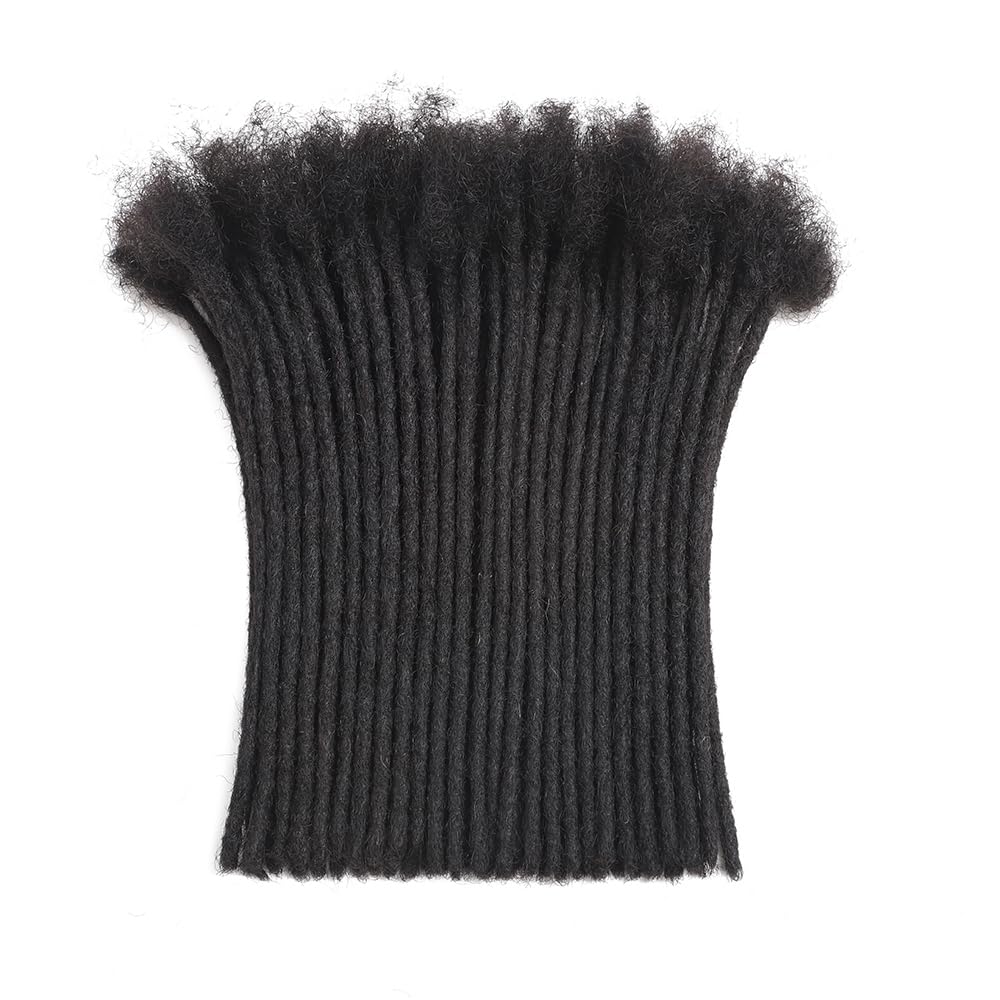 Dreadlock Extensions Human Hair 10-100 Strands 100% Full Handmade Permanent Loc Extension Human Hair for Women/Men/Kids Can Be Dyed Bleached Curled Twisted (0.4cm 1B, 4 inch 10 Strands)
