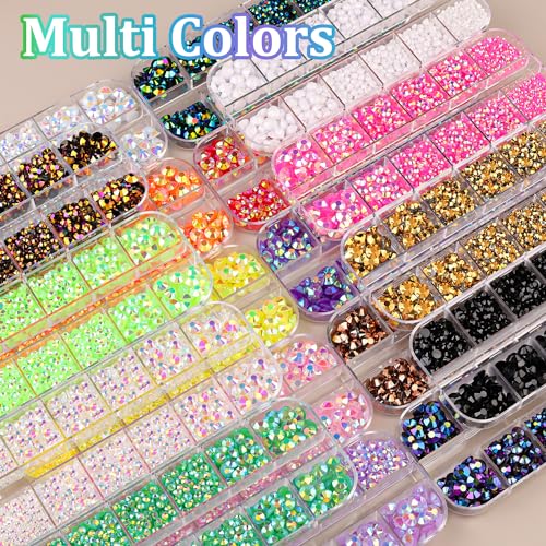 16000Pcs Resin Jelly Rhinestones for Crafting, Lavender Purple AB Non Hotfix Flatback Gems, Bedazzling Crystal with 3Pcs 10ml B7000 Jewelry Glue for DIY Crafts Clothing Tumblers Shoes Nail Art