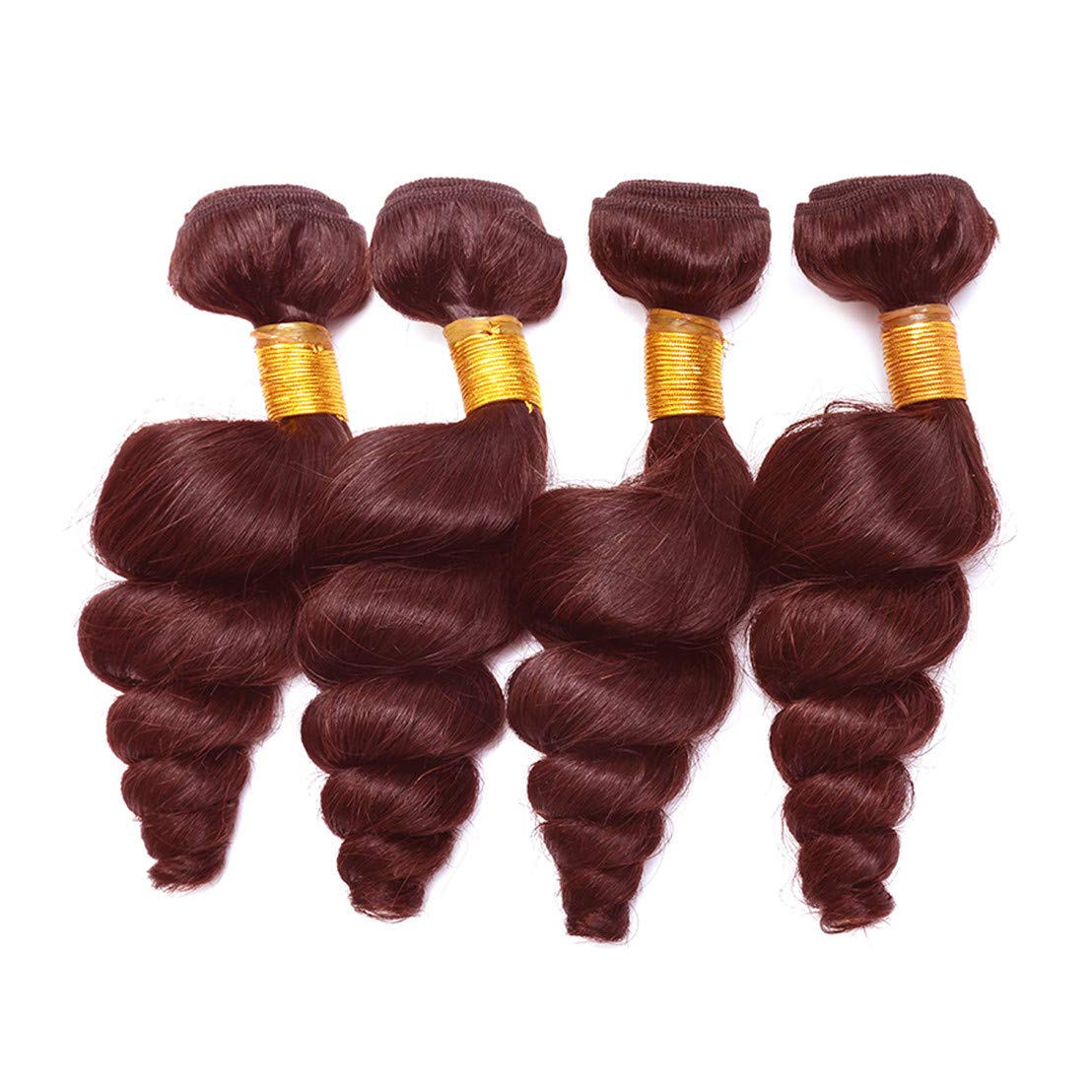 99J Burgundy Loose Deep Wave Human Hair Wefts 3 Bundles With 4x4 Lace Closure Brazilian Hair Extentions Red Wine Color Free Part 4x4 Hand tied Lace Closure (14"16"18"+14"closure, Burgundy/99J)