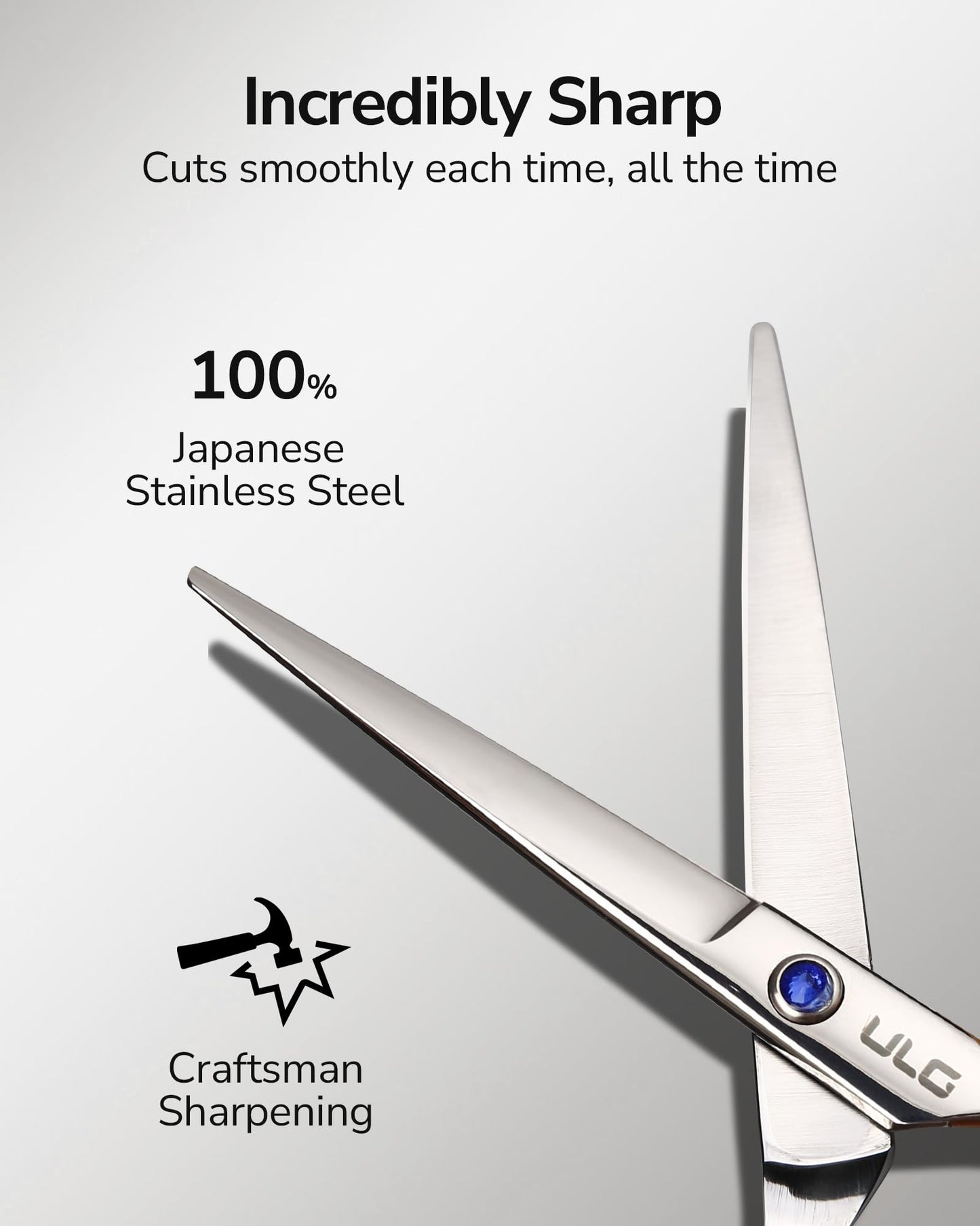 Hair Cutting Scissors, ULG Professional Hair Scissors 5.5 inch Right-Hand Razor Edge Barber Shears Salon Hair Cutting Shears Made of Japanese Stainless Steel, Hand Sharpened Blue