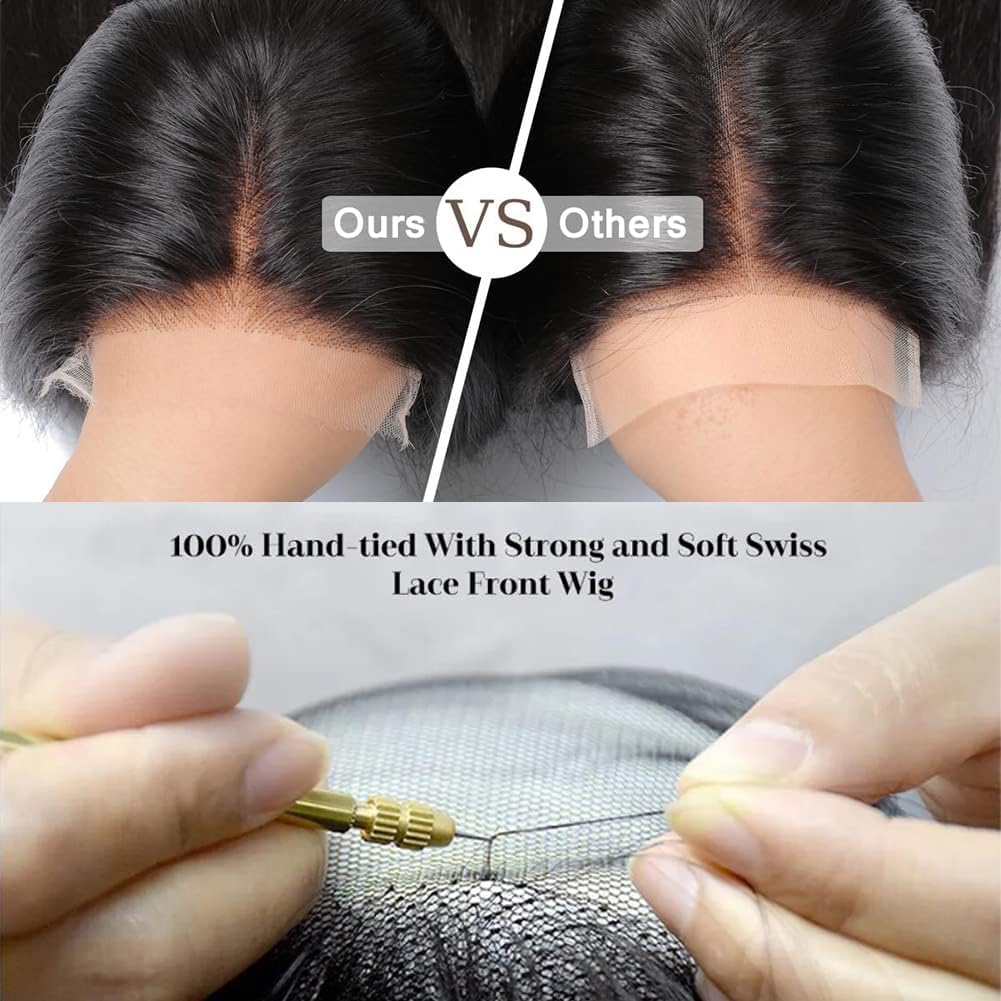 30 Inch Straight Lace Front Wigs Human Hair Pre Plucked 180% Density 13x4 HD Transparent Frontal Wigs Human Hair Straight Brazilian Virgin Wigs Human Hair Swiss Lace Front Wigs for Women (30 Inch)