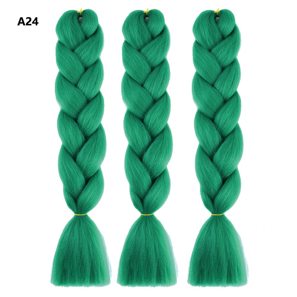 Xiaofeng Braiding Hair Extensions for Women 3 Packs 100g/Pack 24Inch High Temperature Ombre Jumbo Synthetic Braiding Hair for Twist Crochet Braids (24 Inch (Pack of 3), green)