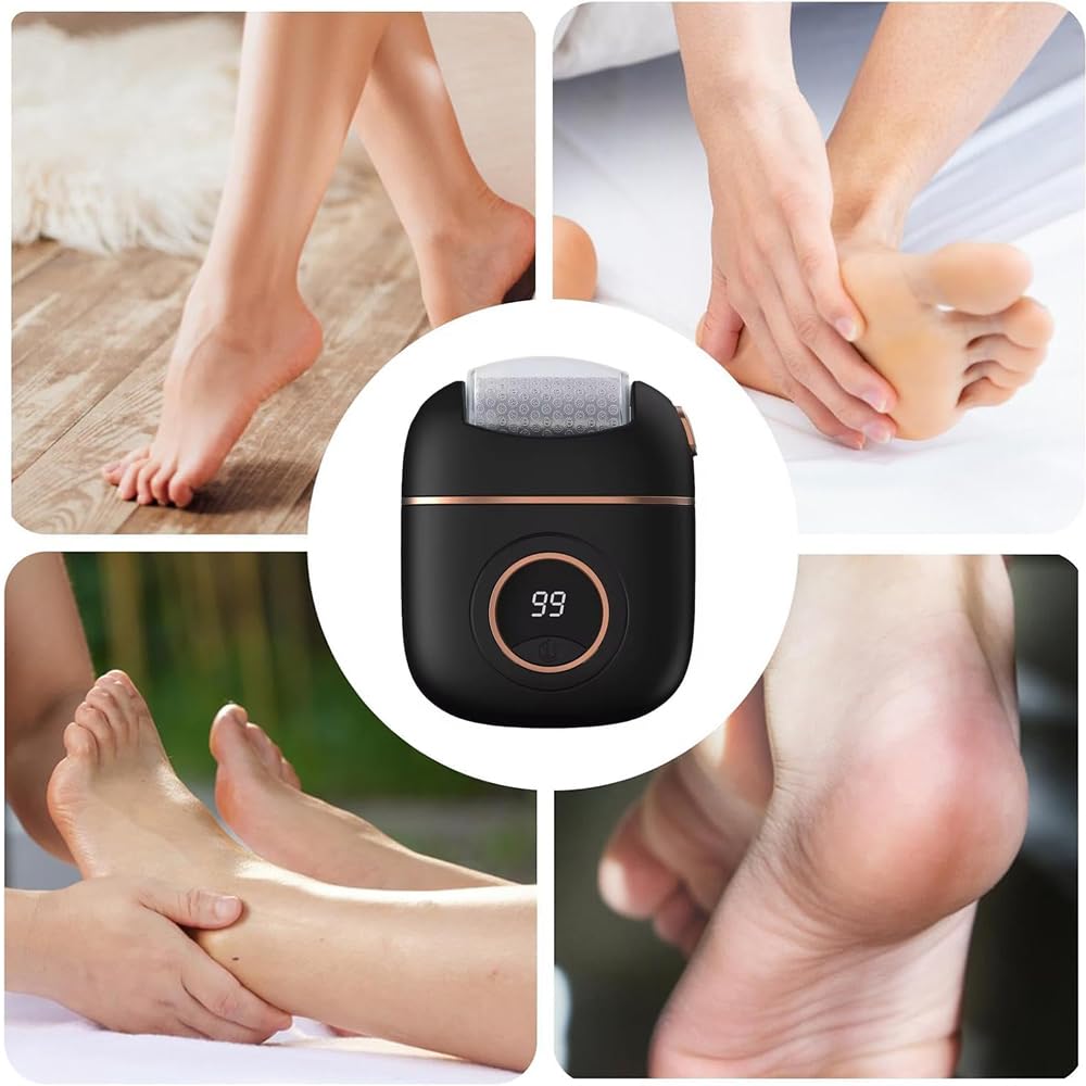 2025 New Electric Callus Remover for Feet, Portable Rechargeable Foot Repair and Grinding Device with Digital Display, Heel Polisher File for Men Women Dry Callus Dead Skin (Grey)