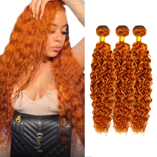 28 30 32 inch Color 350 Human Hair Bundles Ginger Water Wave Bundles Burnt Orange Human Hair Bundles Ginger Orange Ocean Wave Bundles Human Hair Extensions