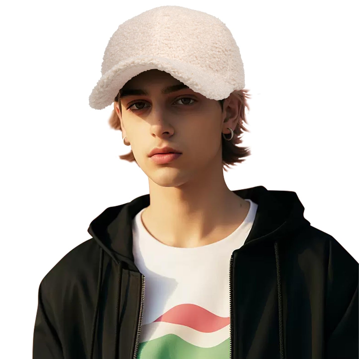 MGBPEI 1Pack Women's Winter Baseball Cap Adjustable Solid Color Lamb Wool Warm Baseball Cap Unisex Unconstructed Plain Cap