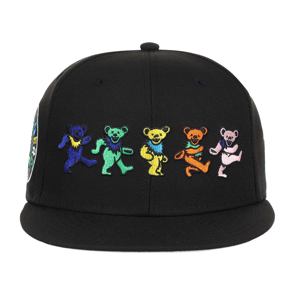 Grateful Dead Dancing Bears Fitted Hat (7 1/4, blk/Gry), Black/Grey