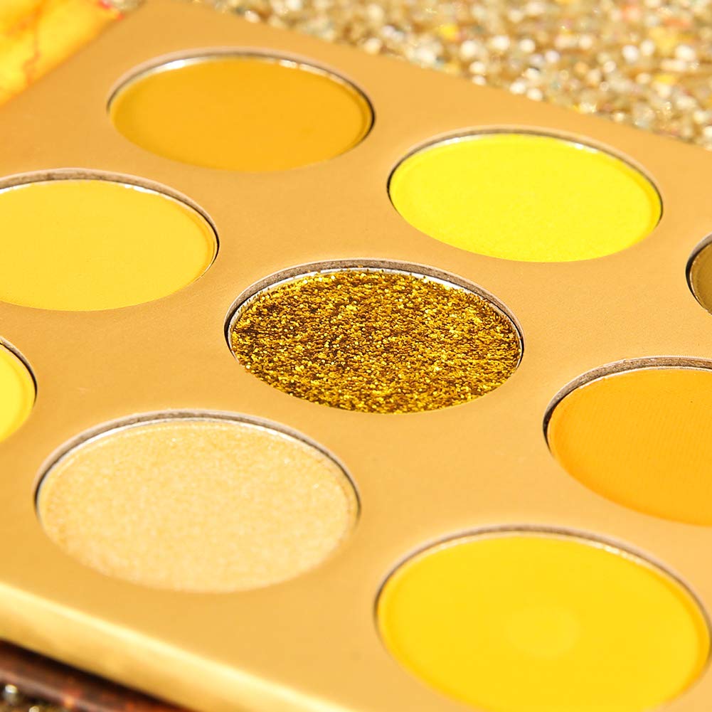 docolor Eyeshadow Palette 9 Colors Yellow Eyeshadow Gemstone Shadow Palette Highly Pigmented Mattes Shimmers Naked Smokey Glitter Cream Colorful Powder Blendable Long Lasting Waterproof Makeup Palette