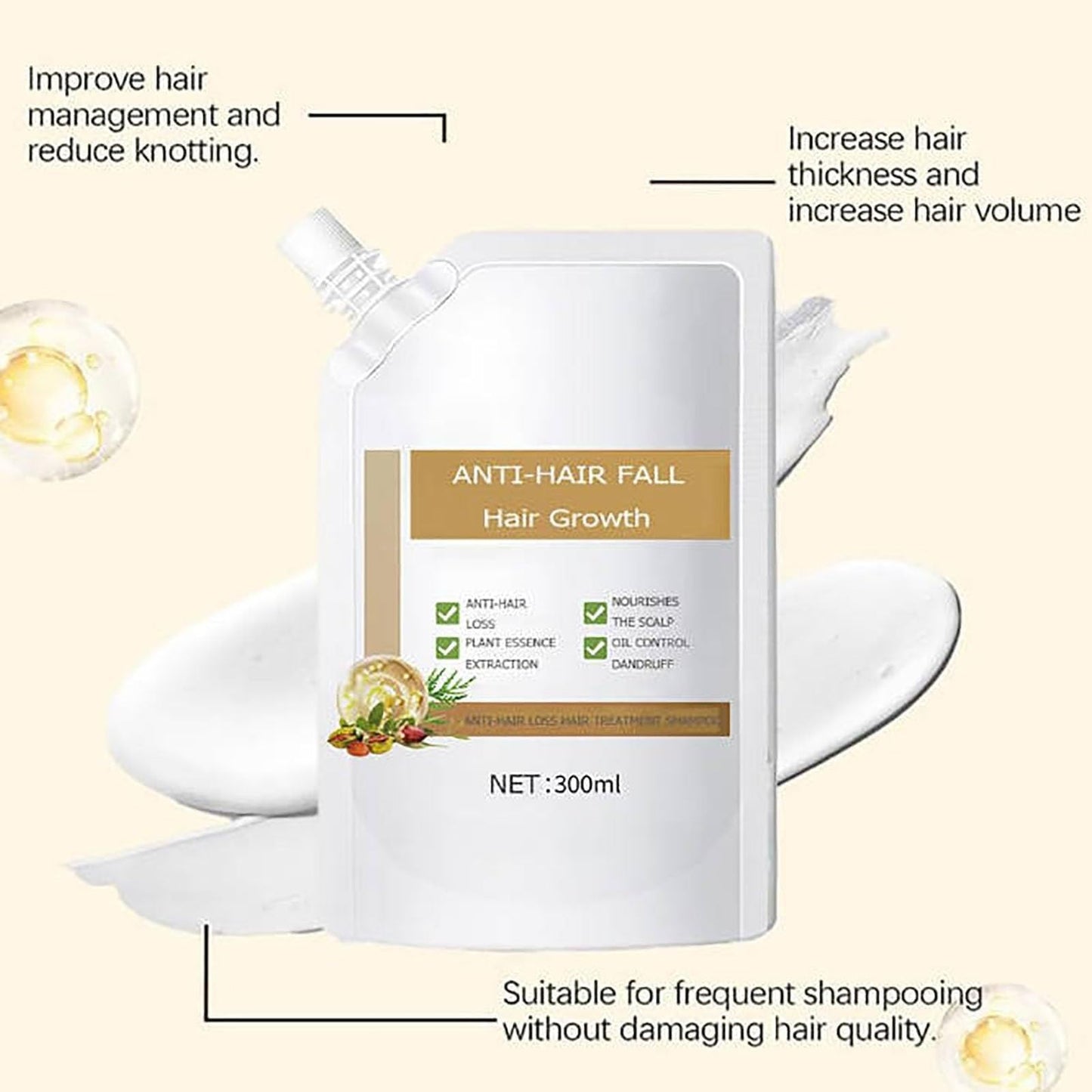 300ml Remimpi Anti Hair Loss Shampoo for Women, Remimpi Anti-Hair Fall Promote Hair Growth Shampoo, Remimpi Anti Hair Fall Hair Treatment Shampoo Oil Control Anti Dandruff Anti Hair Loss (1Pcs)