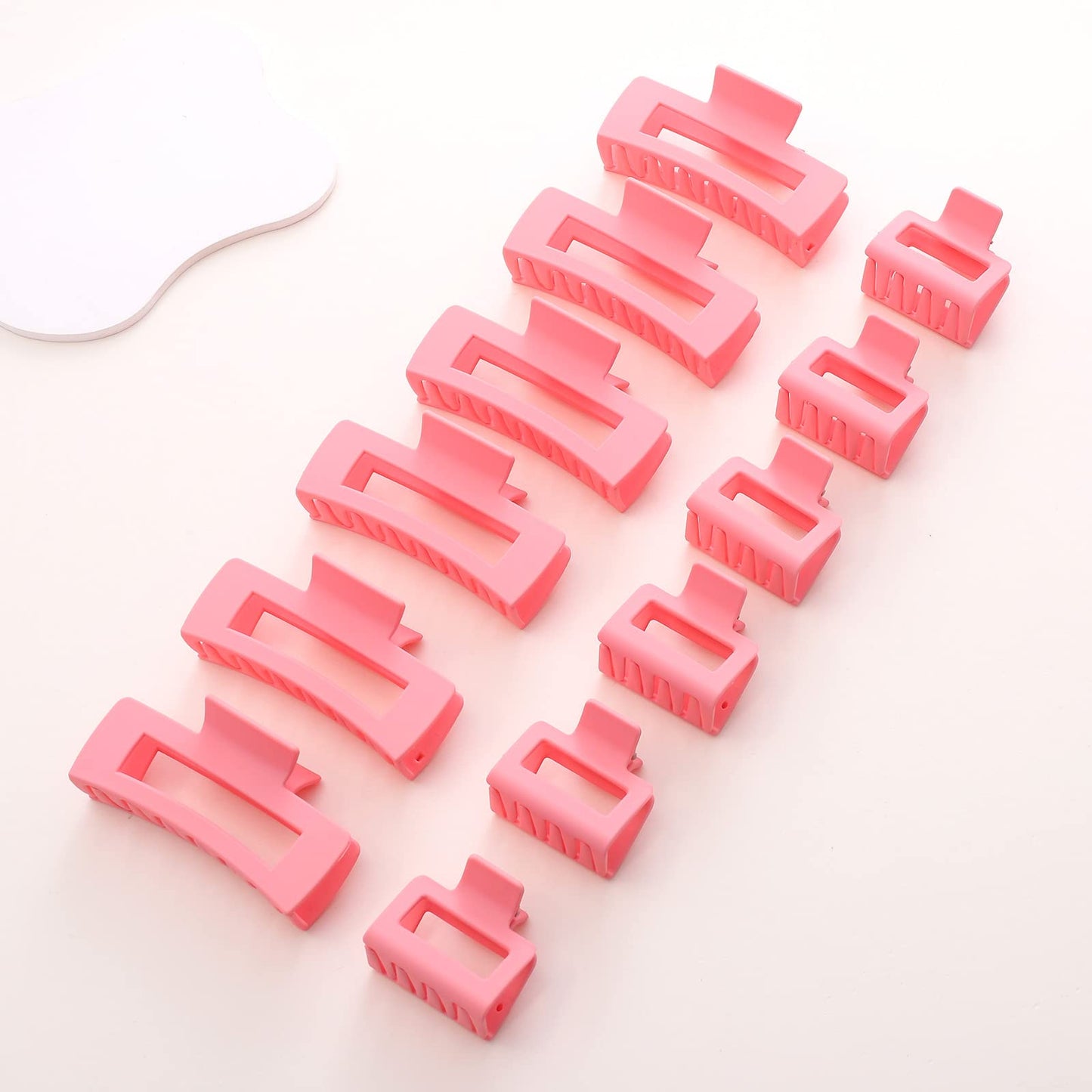 12 Pack Pink Square Claw Clips, Big and Small Neutral Rectangle Hair Claw Clips, Non-slip Matte Large Hair Clips for Women,Strong Hold jaw clip for Thick Thin Hair