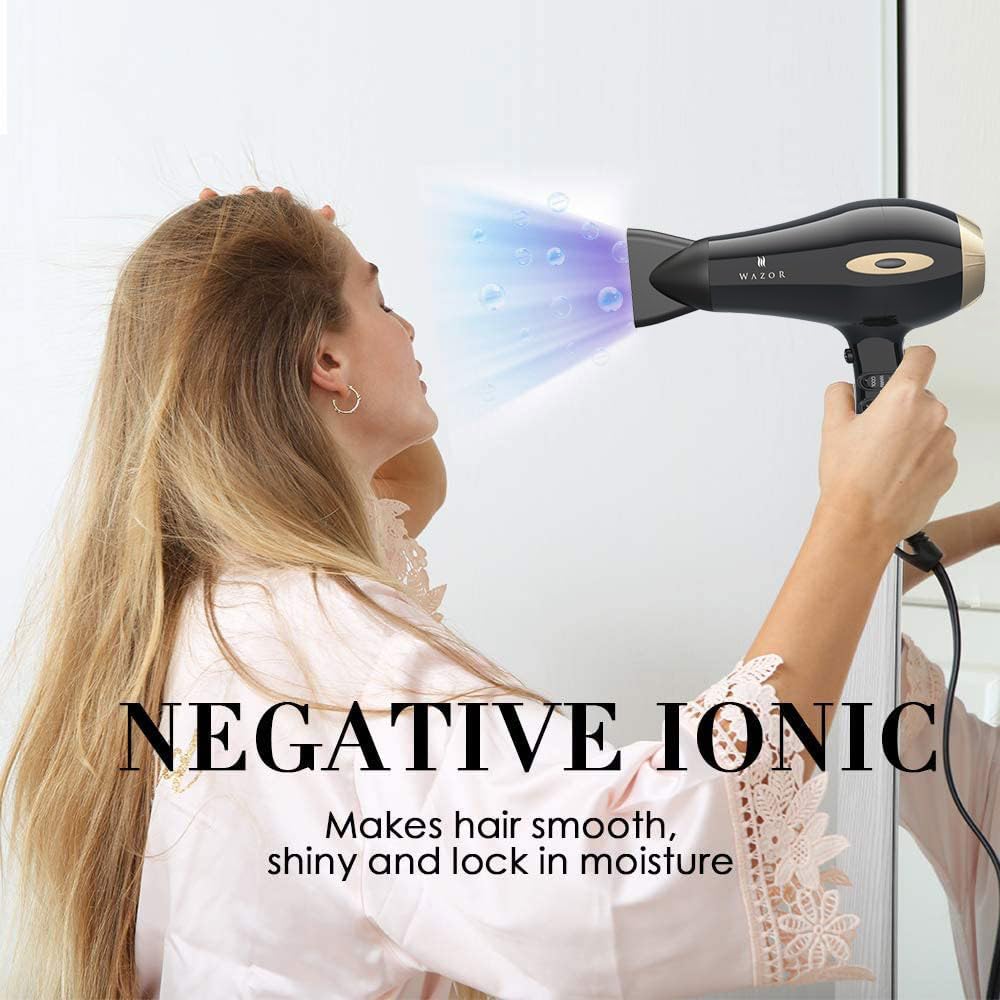 1875W Hair Dryer Tourmaline Lightweight Low Noise Blow Dryer 2 Speed and 3 Heat Settings Fast Drying AC Motor Hairdryer with Diffuser & Comb & Concentrator