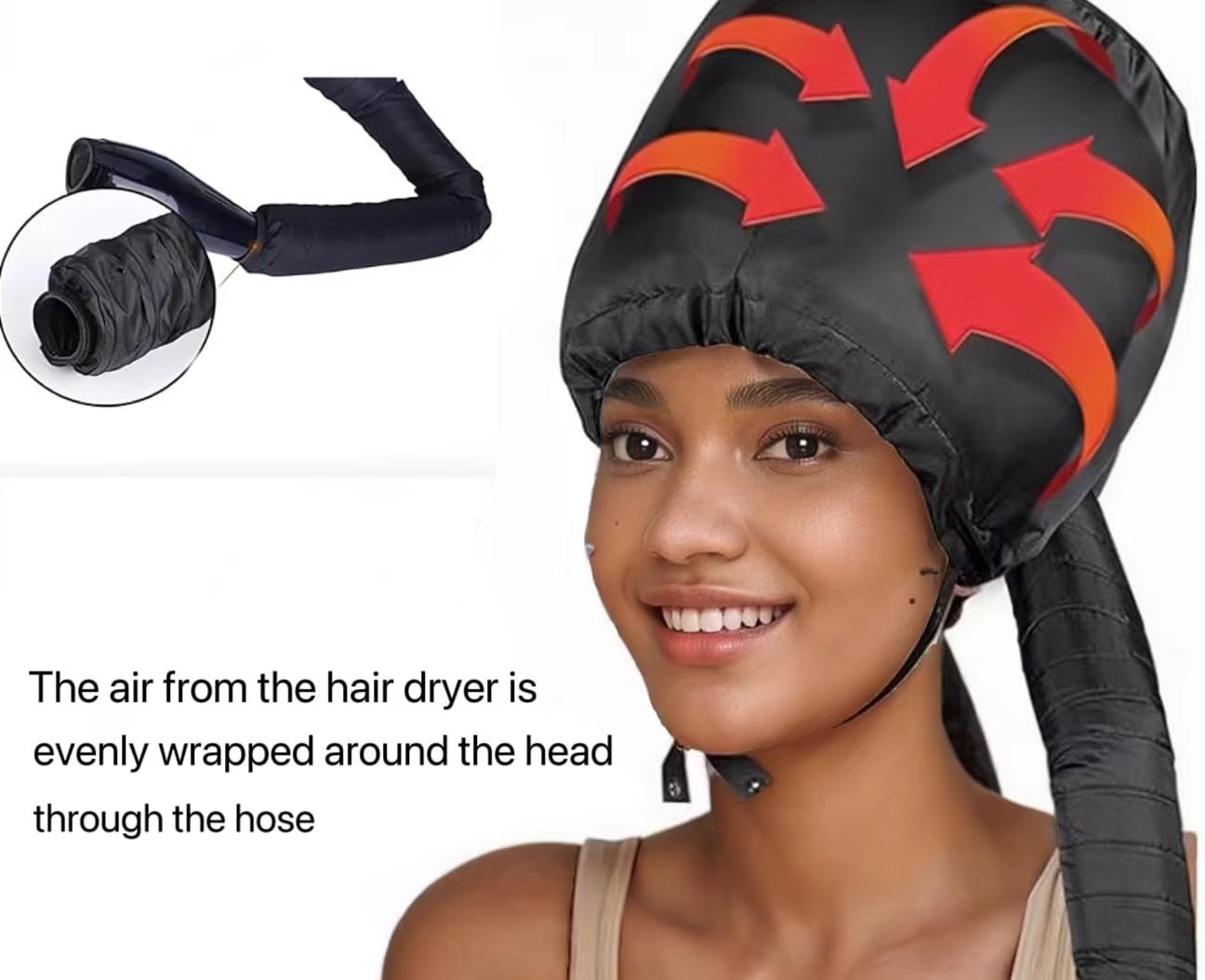 Hair Dryer Bonnet with Plopping Net,Hair Drying Bonnet for Blow Dryer,Portable Home Deep Conditioning Hair Care Hot Cap，Speed Up The Drying