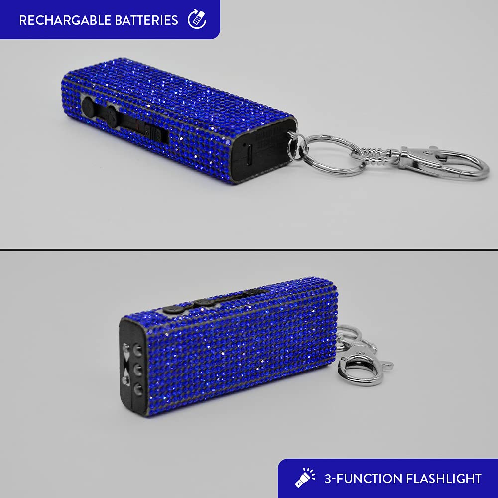 GUARD DOG SECURITY Mini Stun Gun Keychain - Stun Gun with LED Flashlight - USB Rechargeable (Blue)