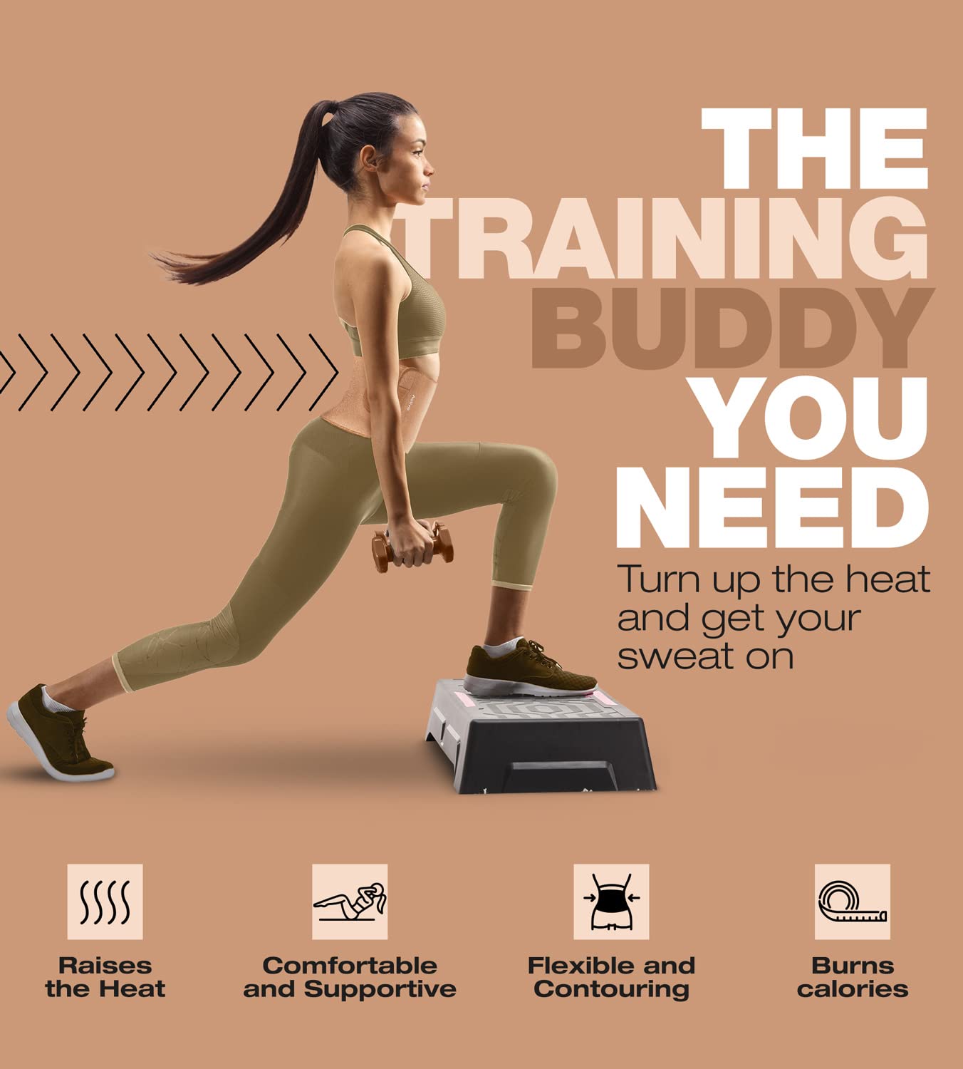 ActiveGear Waist Trainer for Women & Men – Skin Colored Sweat Band Waist Trimmer Belt for a Toned Look - Reinforced Trim and Extra Secure Fastening (Cinnamon, Medium: 8” x 42”)