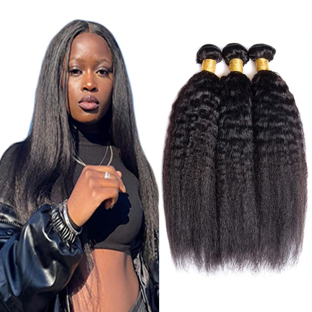 Habiliana Bundles Human Hair Yaki Wave Natural Human Hair Bundles Unprocessed Brazilian Virgin Hair Bundles Natural Human Hair Quick Weave Hair Extension