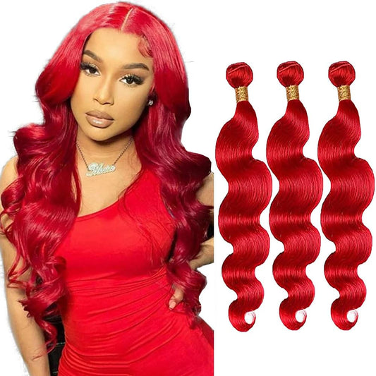 34 34 34 Inch Red Body Wave Bundles Burgundy Human Hair Bundles Peruvian Grade 8A Virgin Human Hair Extensions Burgundy Body Wave Bundles Human Hair Red Human Hair Bundles
