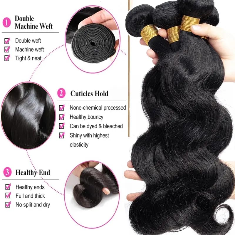 12A Human Hair Bundles 14 16 18 20 inch 4 Bundles Human Hair 100% Unprocessed Brazilian Virgin Hair Bundles Deals Quick Weaves Hair Extensions