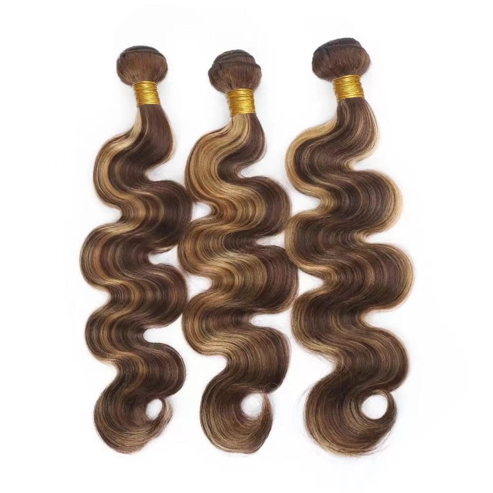 Habiliana Bundles Human Hair Body Wave Human Hair Bundles T1B/4/30 Omber Natural Chocolate Brown Human Hair Bundles Unprocessed Brazilian Virgin Hair Bundles Human Hair for Black Women