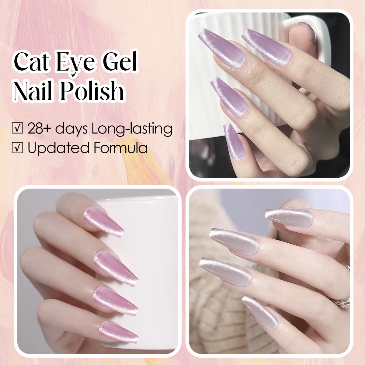 ADHERE Cat Eye Gel Nail Polish Set, Holographic Glitter 7 Colors with Magnet Stick and Brush Gel Polish Soak Off Led Gel Polish Kit Nail Art Gel Manicure Salon DIY Gifts