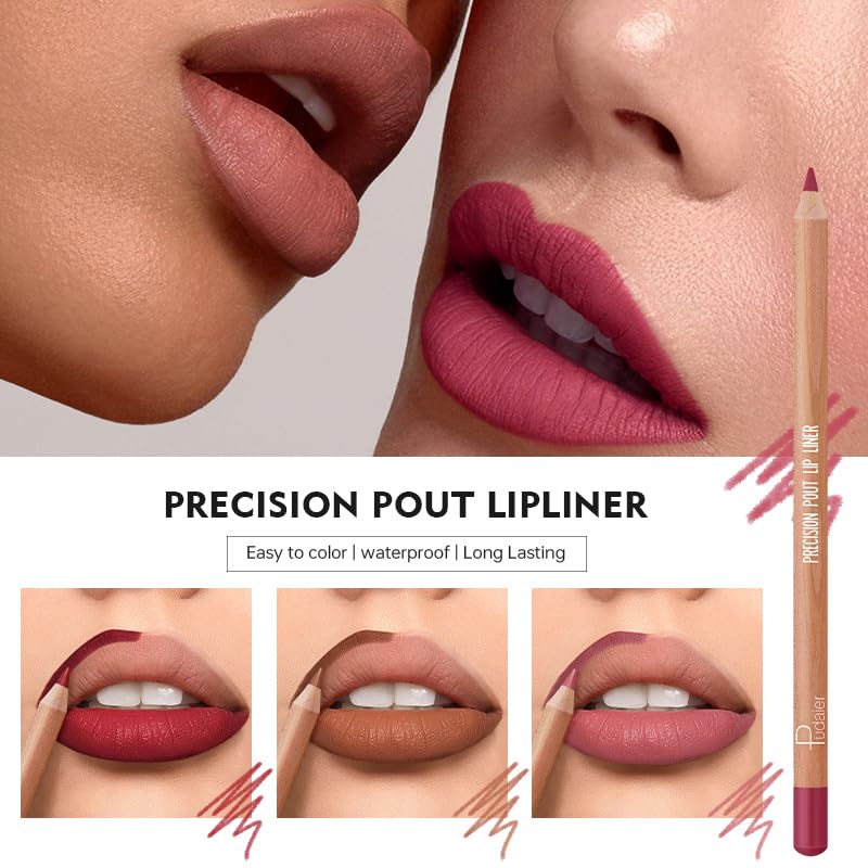 12 Pcs Pink Nude Brown Lip Liner Makeup Set - Waterproof & Smudge-Proof Matte Pencil Lip Liner Pack, Long-Lasting & Durable, Smooth & Easy Glide, Non-Smudge, Contouring, Filling & Layering (Set B)