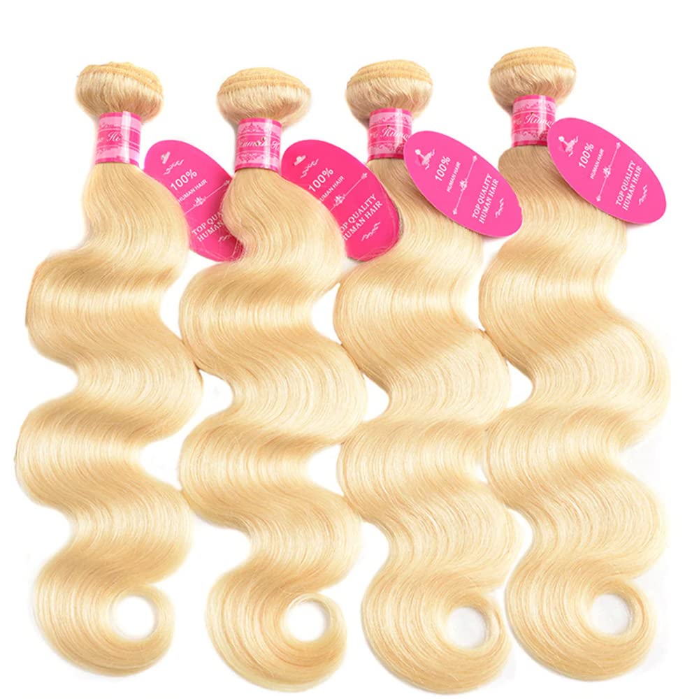 12A Peruvian 613 Body Wave Human Hair 4 Bundles (12 14 16 18）Brazilian Virgin 100% Unprocessed Human Hair Body Wavy Bundles 613 Blonde Raw Hair