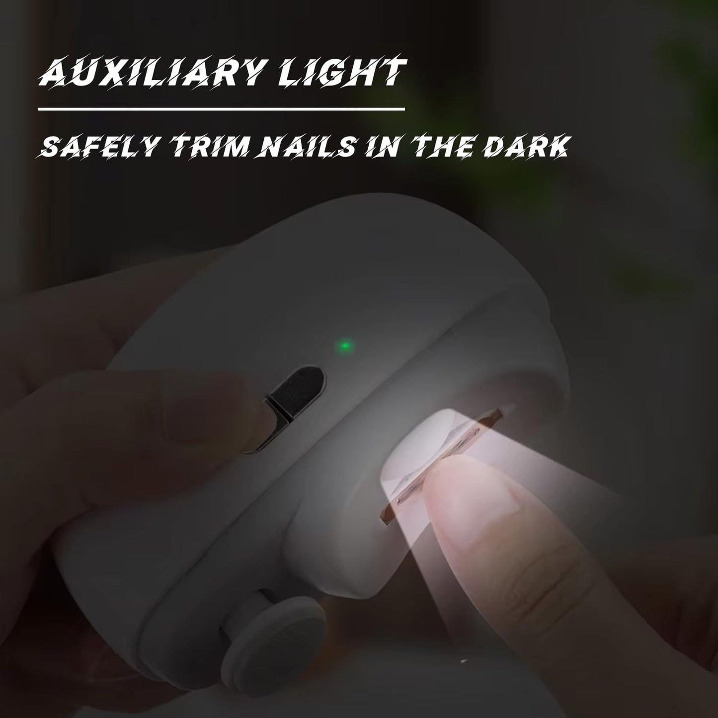 3 in 1 Electric Nail Clipper, Automatic Nail Clippers 2 Speeds with Led Light & USB Rechargeable Safety Fingernail Trimmer for Baby Kids Adults Seniors (White)