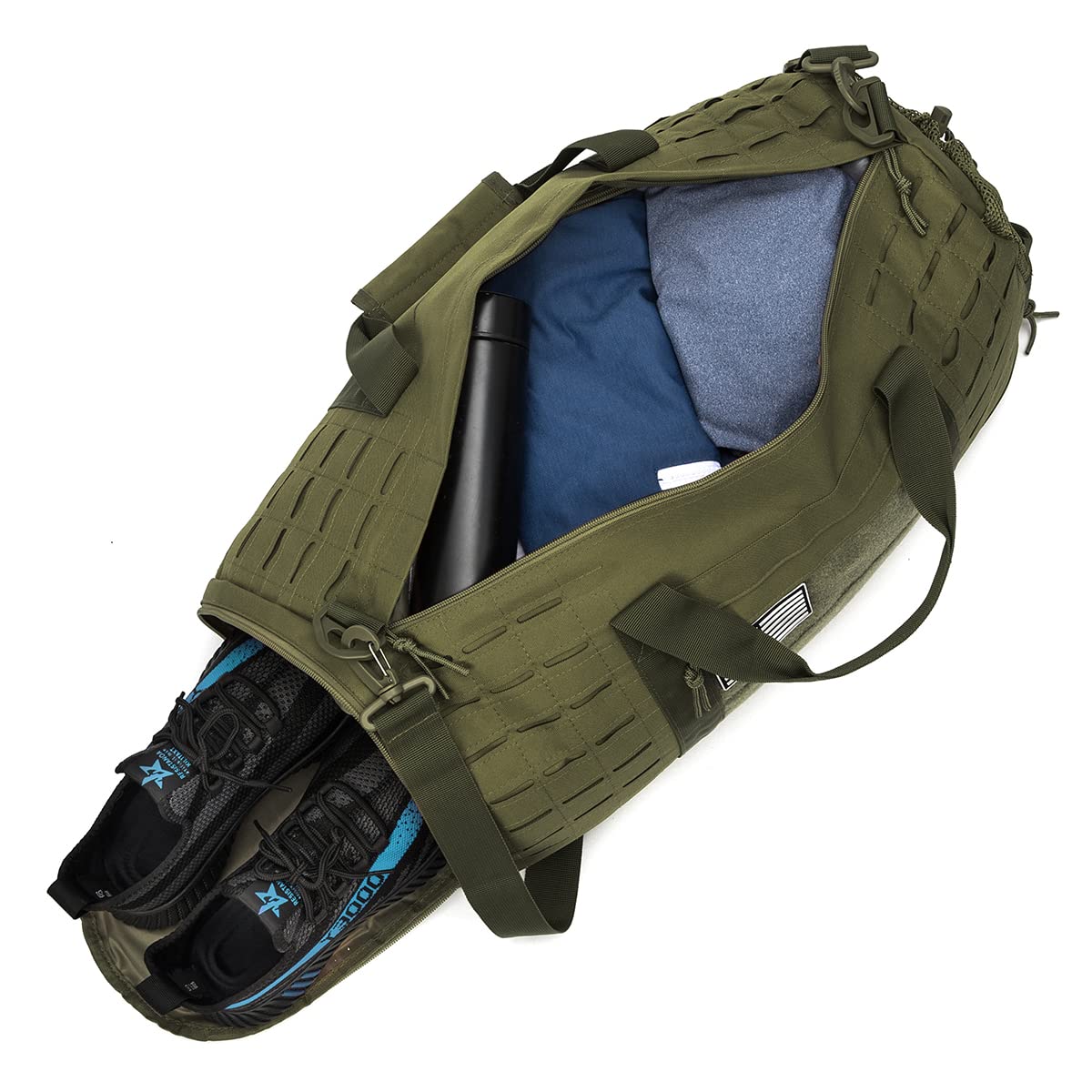 QT&QY 40L Military Tactical Duffle Bag For Men Sport Gym Bag Fitness Tote Travel Duffle Bag Training Workout Bag With Shoe Compartment Basketball Football Weekender Bag