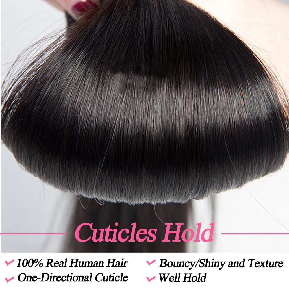 10A Straight Bundles Human Hair 22 24 26 Inch Brazilian Straight Human Hair 3 Bundles 100% Unprocessed Virgin Remy Weave Bundles Human Hair 1B Natural Black