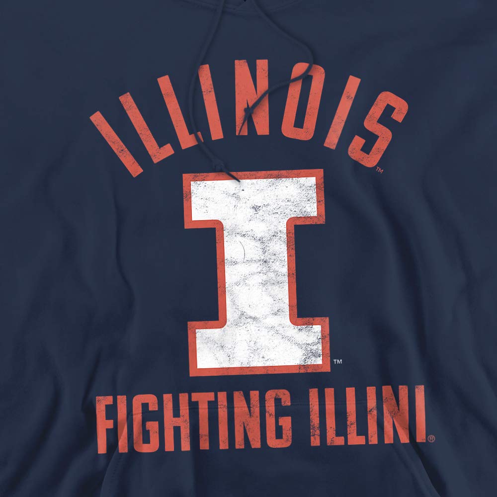 University of Illinois Official UIUC Logo Unisex Adult Pull-Over Hoodie,Navy, Medium