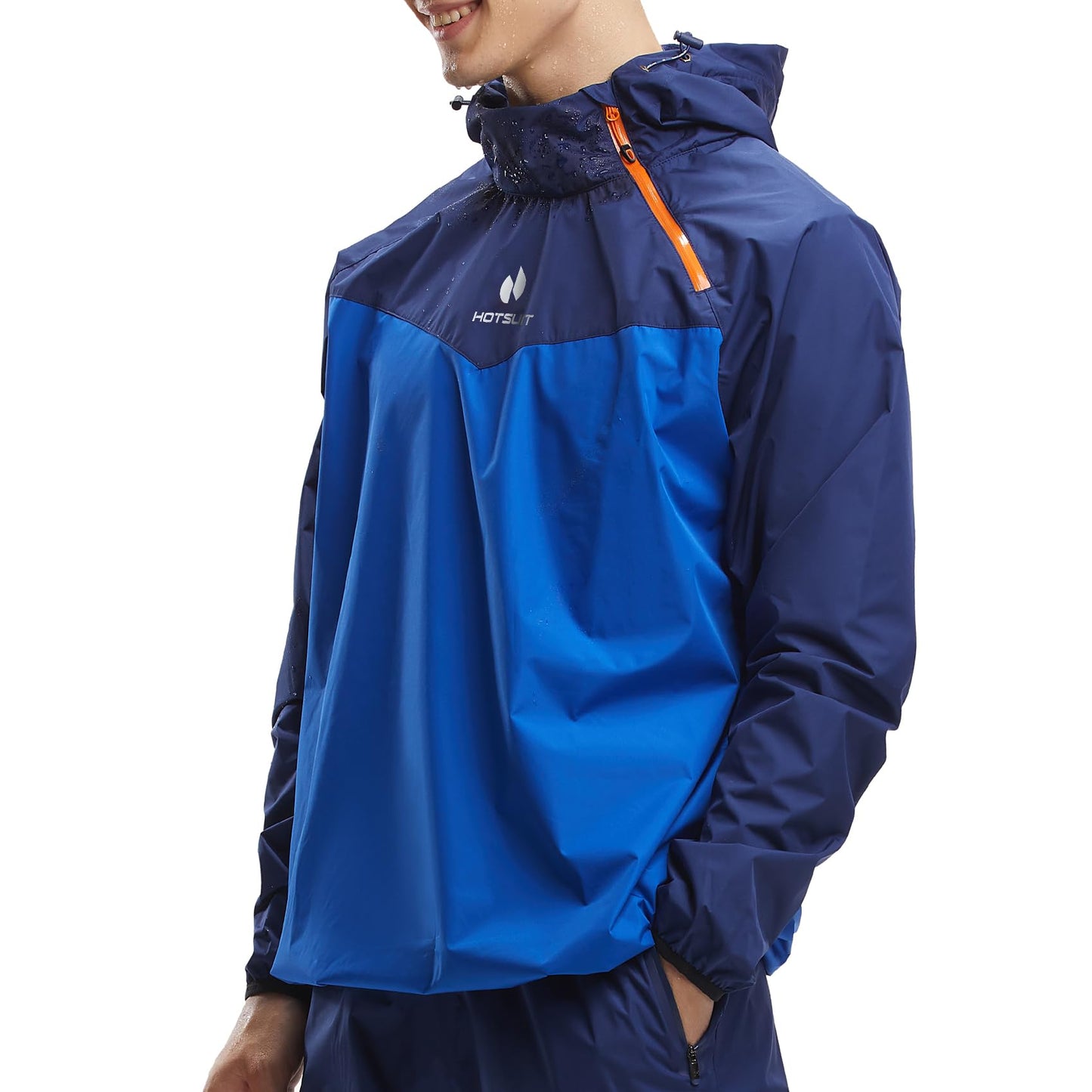 HOTSUIT Sauna Jacket for Men Workout Weight Loss Sauna Shirts, Navy, S